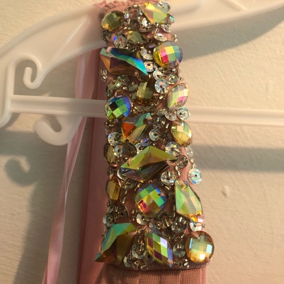 pink dress with gems on strap - Picture 3 of 4